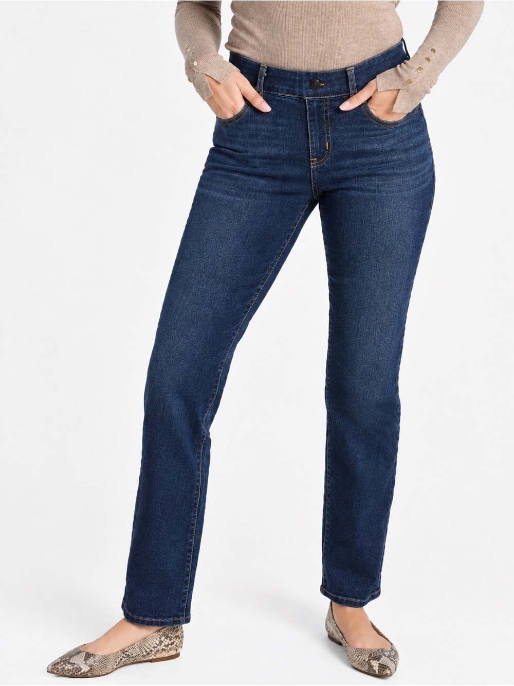 Betabrand Straight 7 Pocket Yoga Denim Pants
